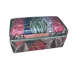 Oriental Accents Asian Inspired Ceramic Box Rectangular Floral Design Glazed
